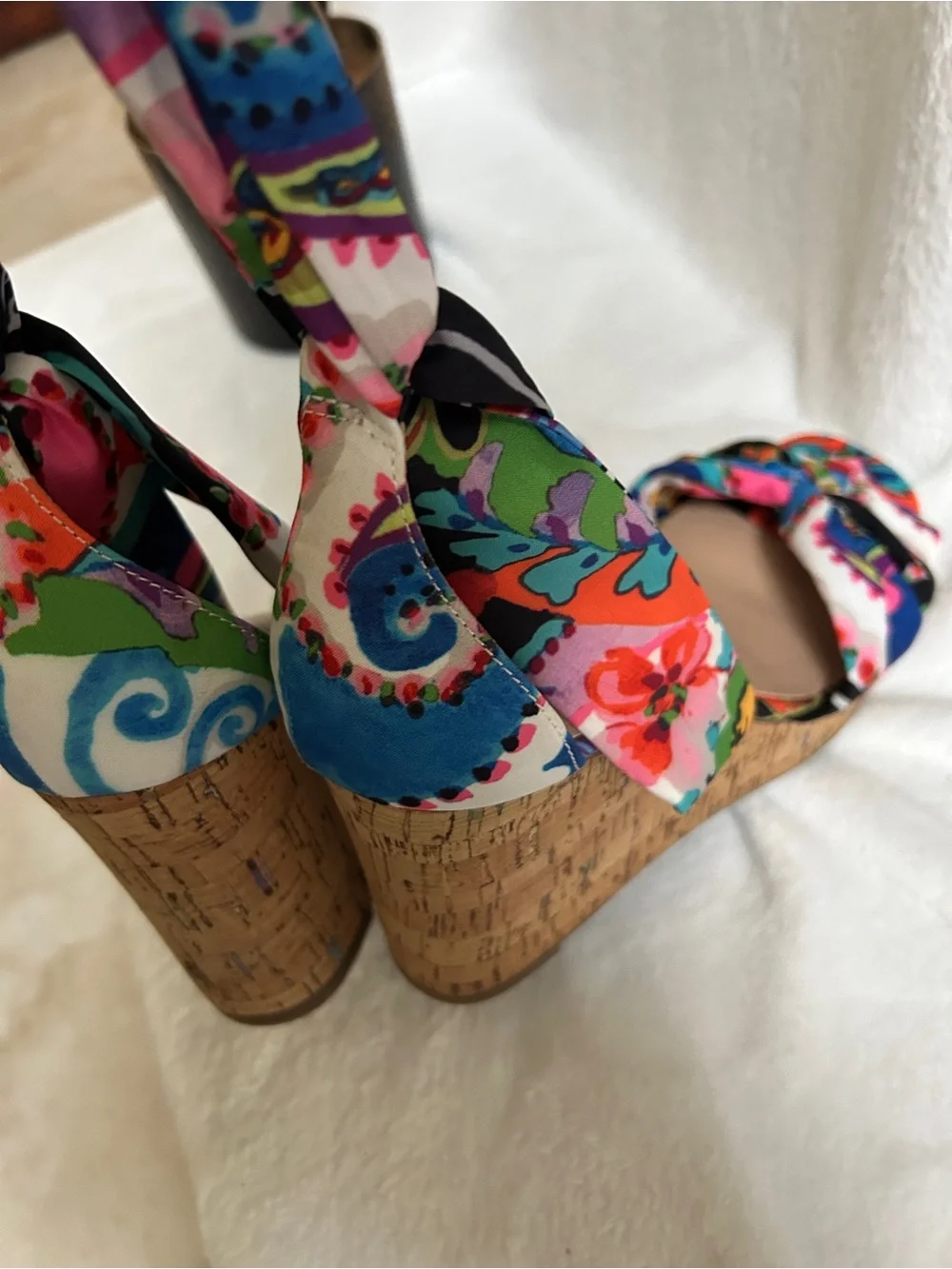 IMPO Multicolor Floral Tie-Ankle Heeled Sandals